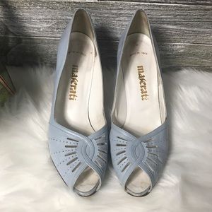 Darling Maserati Leather Baby Blue Heels - 7.5
